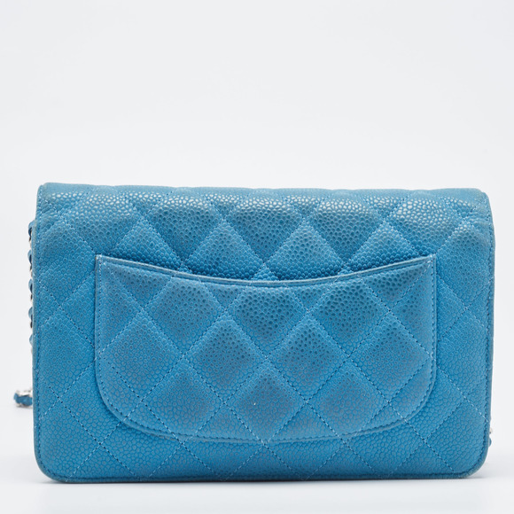 CHANEL Blue Quilted Caviar Leather Classic Wallet on Chain - Picture 4 of 8
